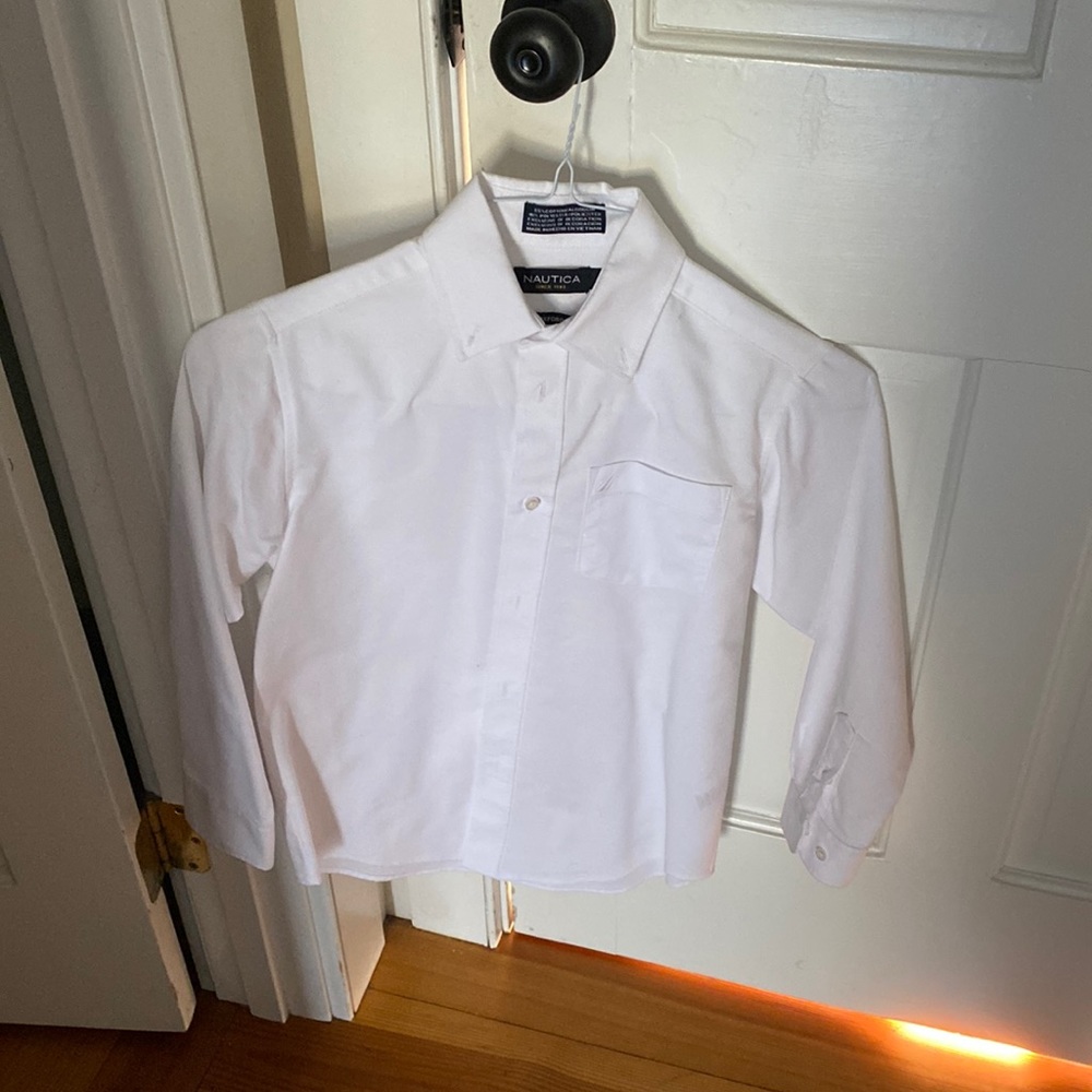 Boys white Oxford nautical size 10